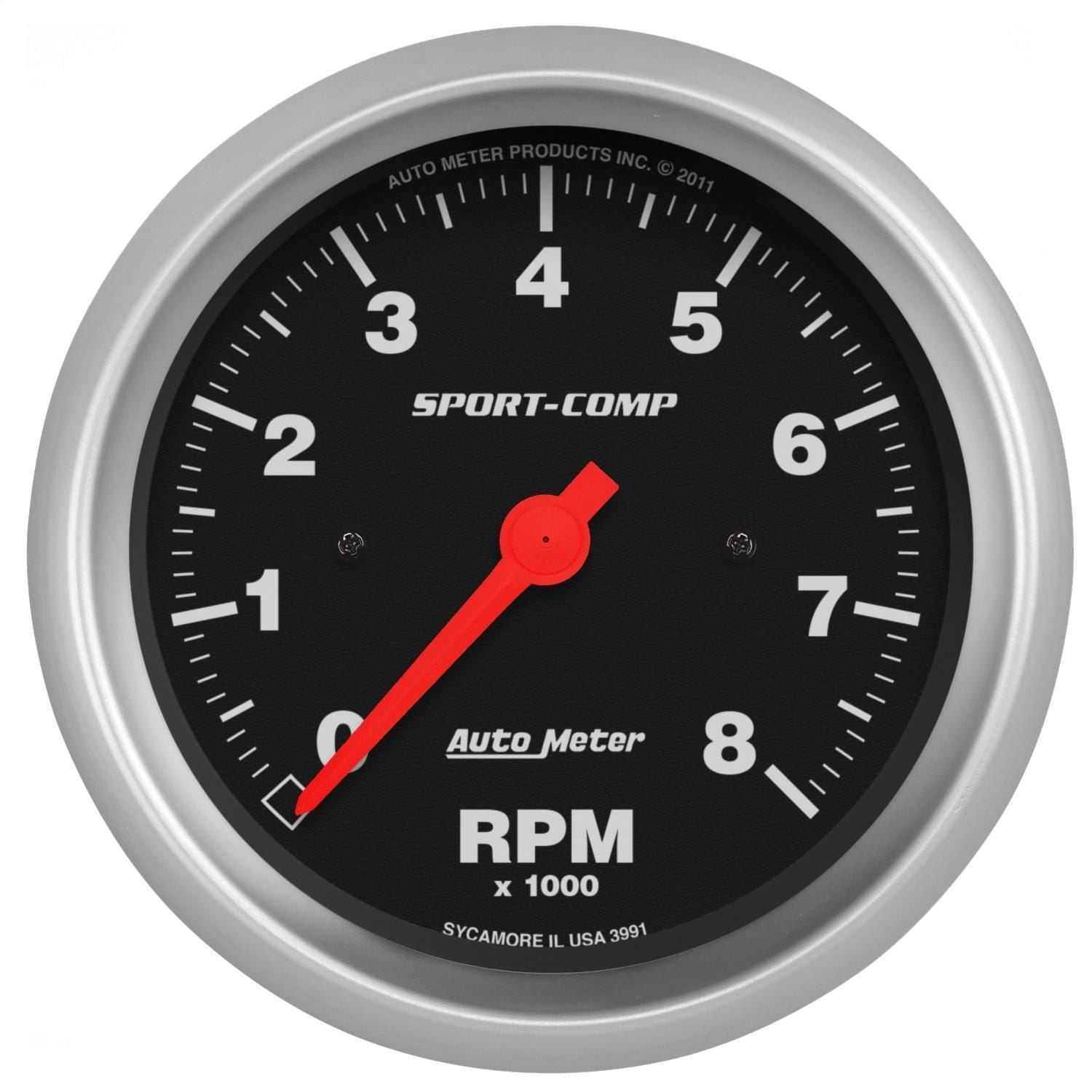 AutoMeter 3 3/8in 08,000 RPM Tachometer Gauge