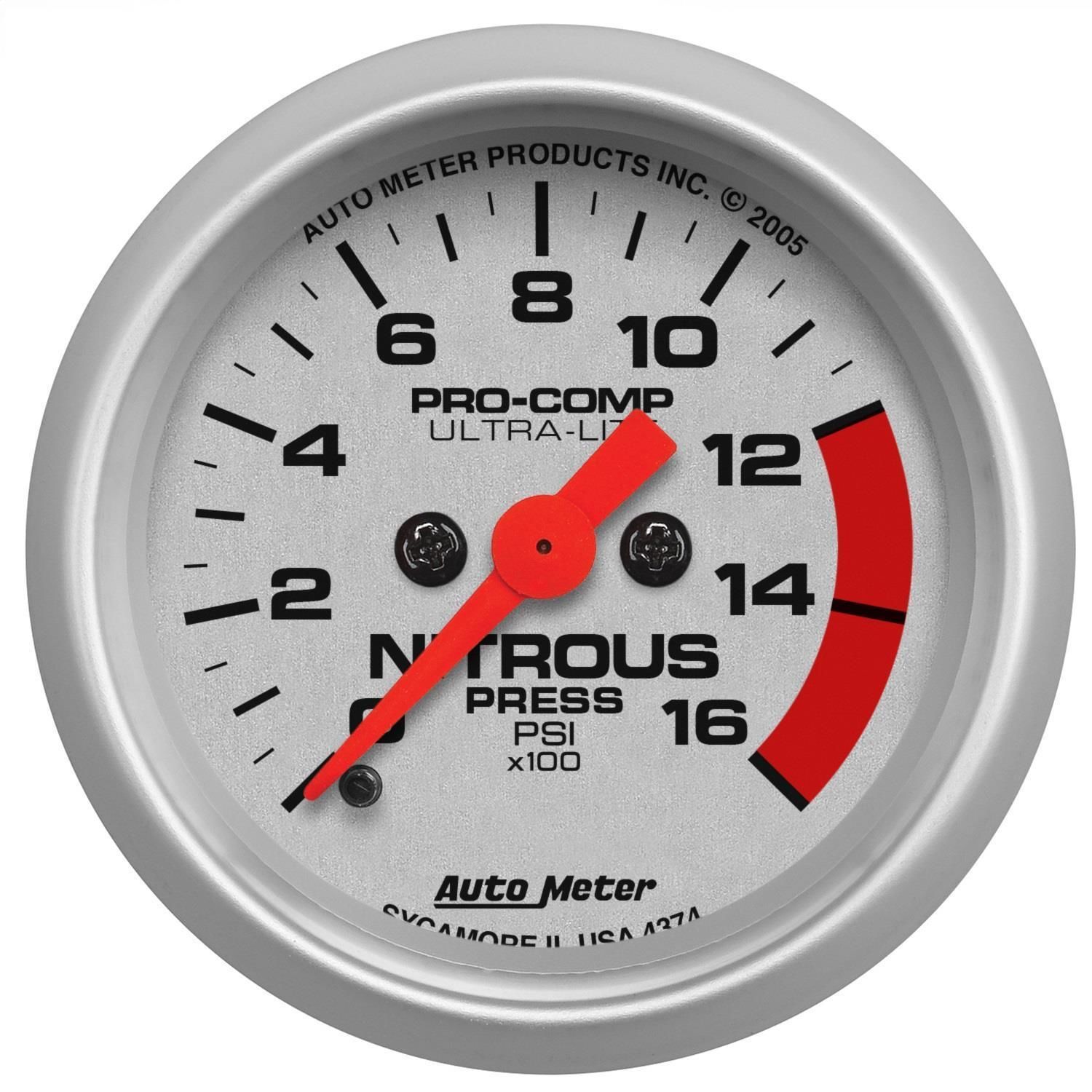 AutoMeter 2 1/16in 01600 PSI Ultra Lite Nitrous Gauge Pressure