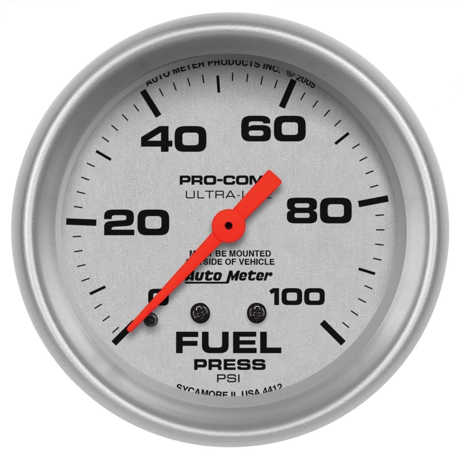 AutoMeter 2 5/8in 0100 PSI UltraLite Mechanical Fuel Pressure Gauge