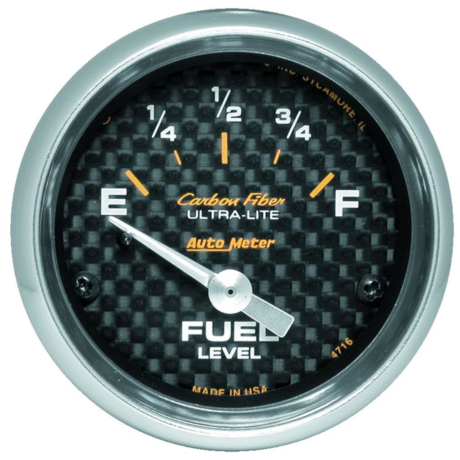 Autometer 2 1 16in 240-33 Ohms Carbon Fiber Electric Fuel Level Gauge