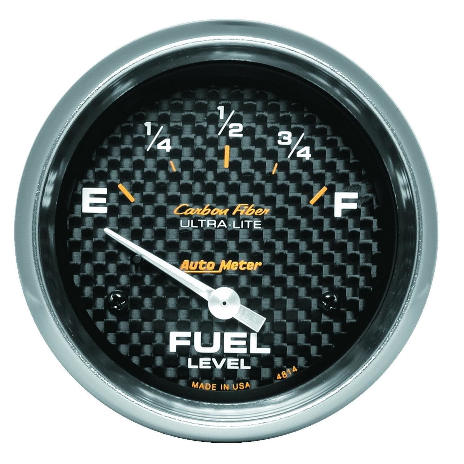 AutoMeter 2 5/8in 090 Ohms SSE Carbon Fiber Fuel Level Gauge