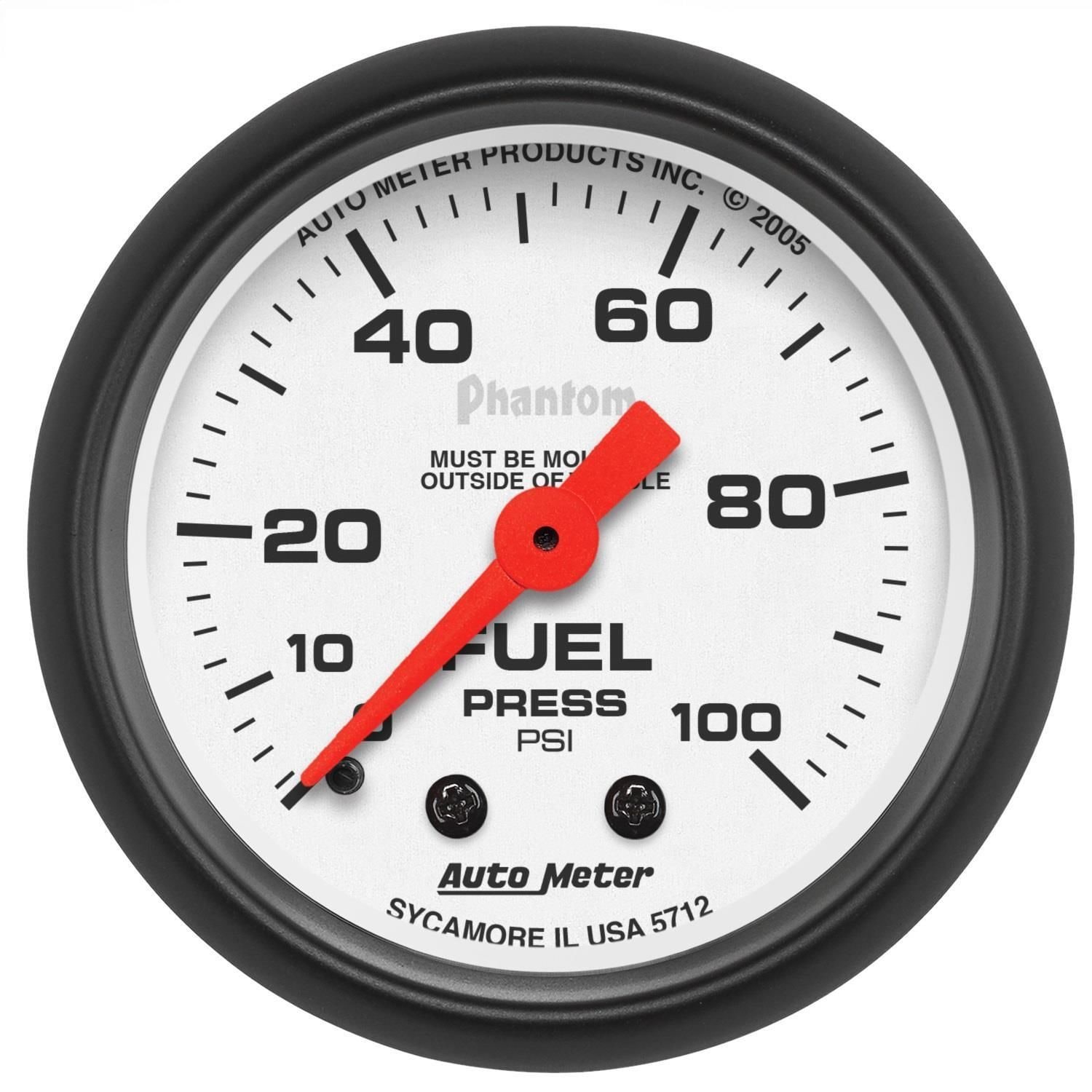 Autometer 2 116in 0 100 Psi Phantom Fuel Pressure Gauge 0739