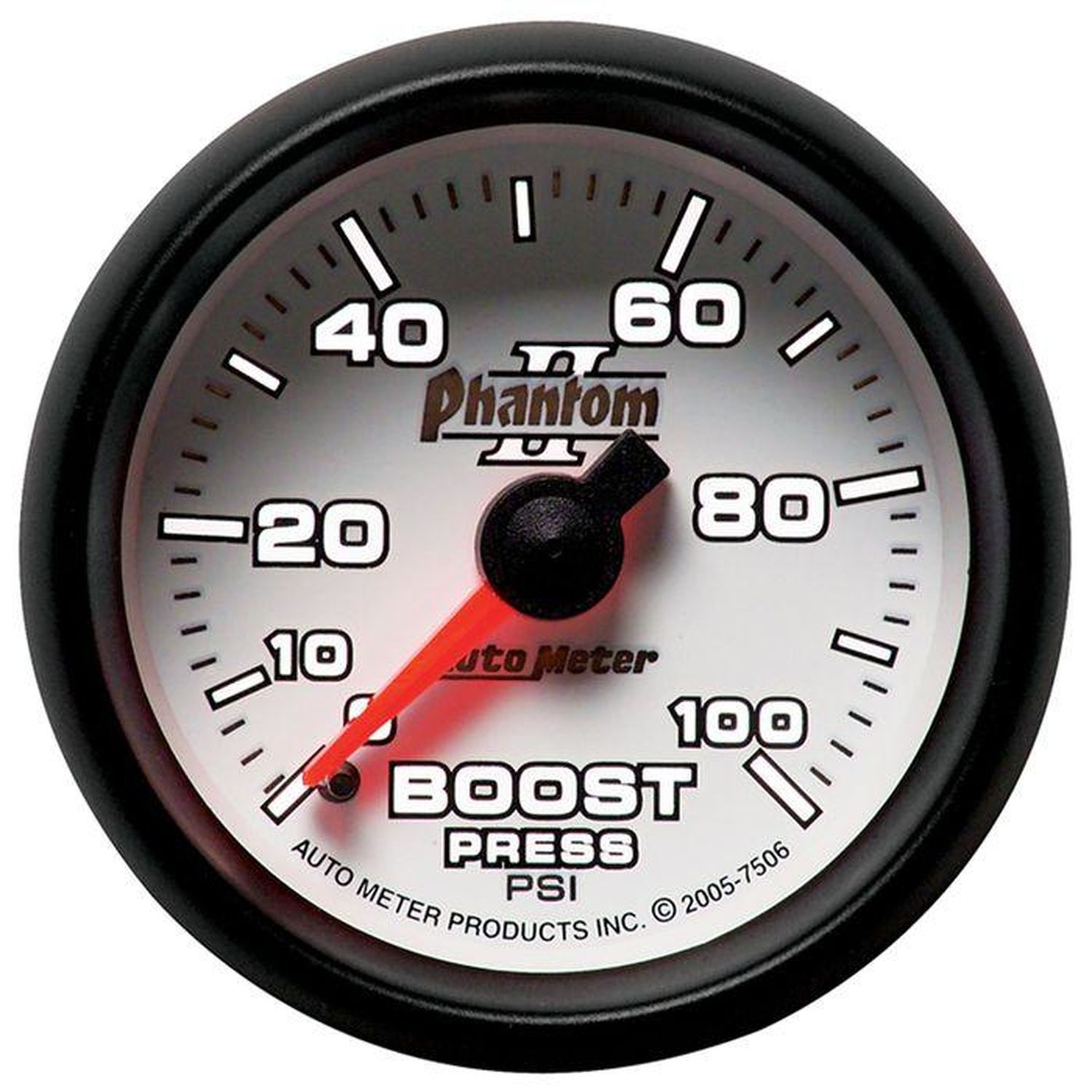 AutoMeter 2 1/16in 0100 PSI Phantom II Mechanical Vacuum And Boost Gauge