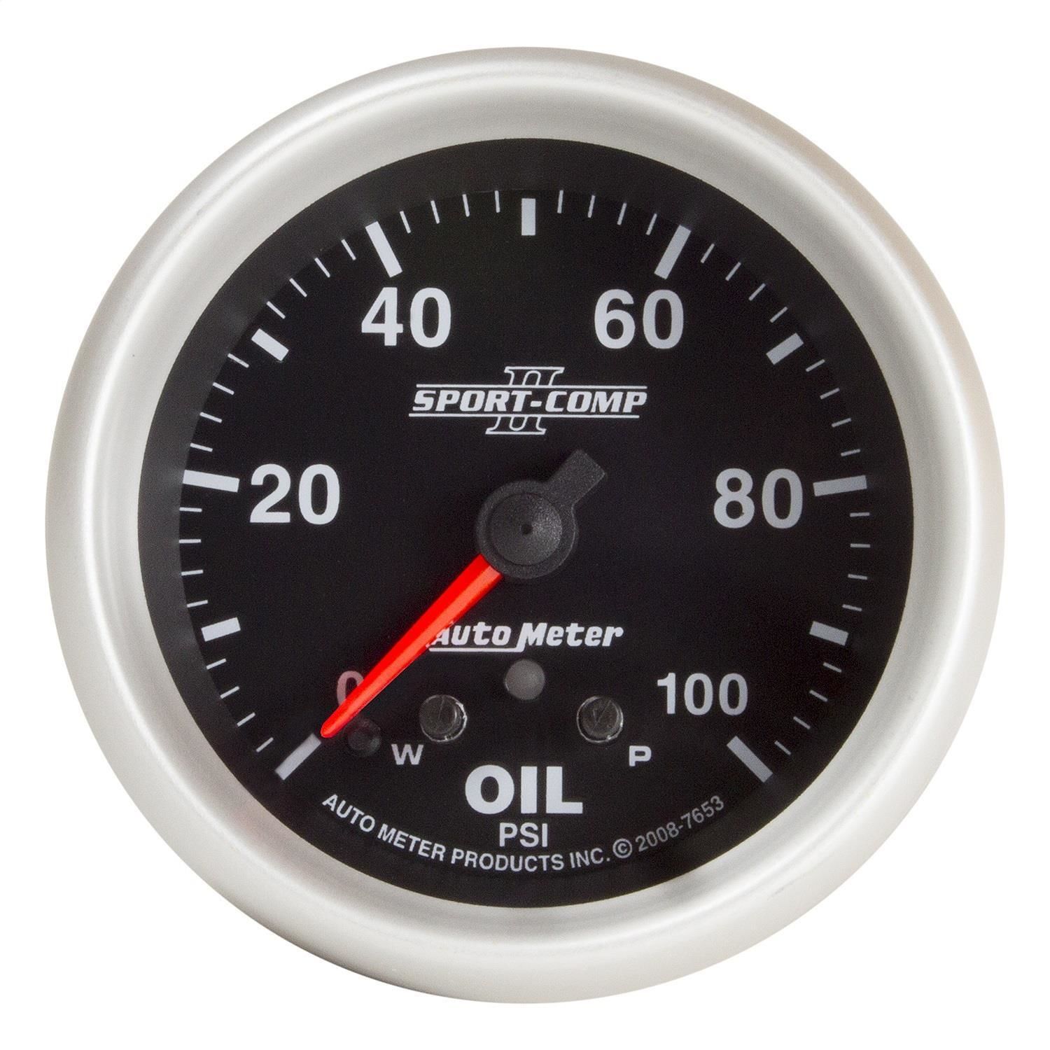 AutoMeter 2 5/8in 0100 PSI II Stepper Motor Oil Pressure Gauge with Peak and Warning
