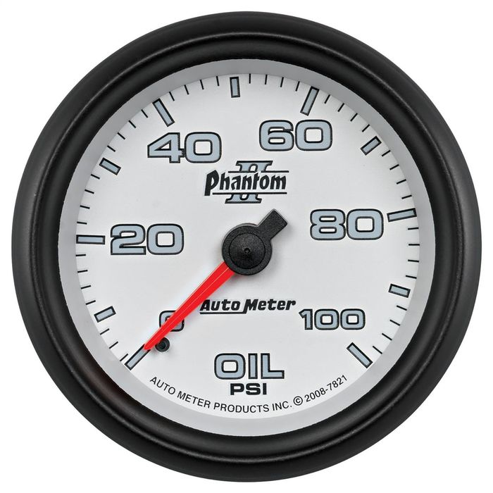 AutoMeter 2 5/8in 0-100 PSI Phantom II Mechanical Oil Pressure Gauge