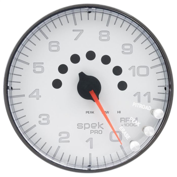 AutoMeter 5in 0-11,000 RPM White and Black In-Dash Spek-Pro Tachometer