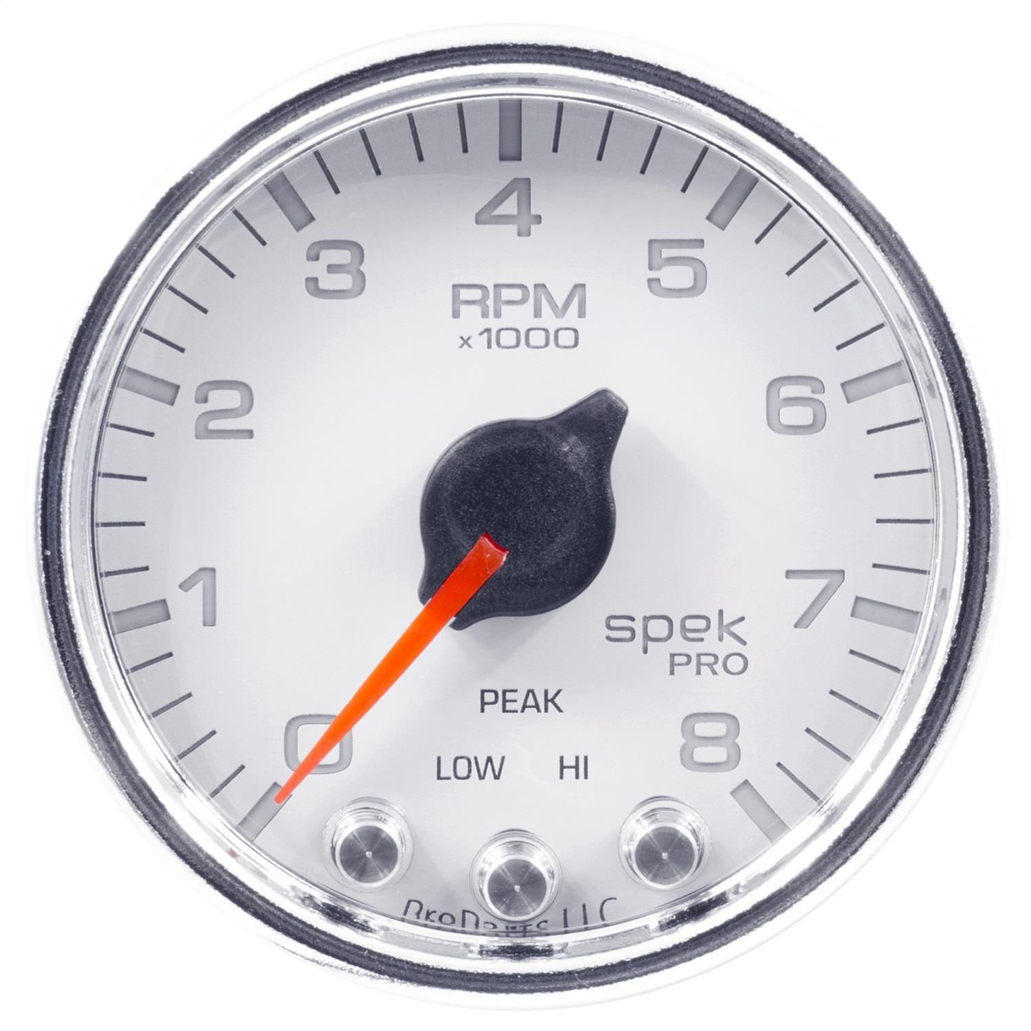 AutoMeter 2 1/16in 0-8,000 RPM In-Dash White and Chrome Spek-Pro Tachometer