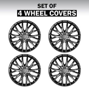 16 Set of 4 Black Wheel Covers Snap On Full Hub Caps fits R16 Tire & Steel  Rim