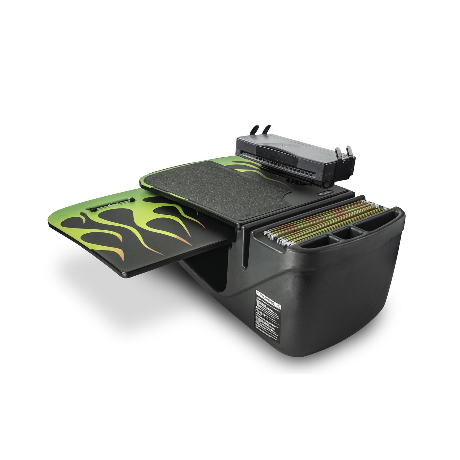 AutoExec GripMaster Car Desk Candy Apple Green Flames with Printer Stand