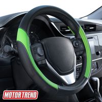 Motor Trend Green Two Tone PU Steering Wheel Cover