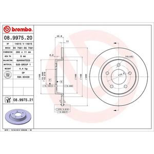 Brembo Disc Brake Rotor 08.9975.21 for Mazda 3
