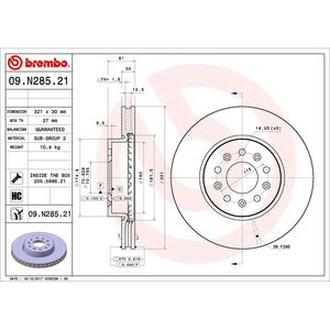 Brembo Disc Brake Rotor 09.N285.21 for Cadillac ATS
