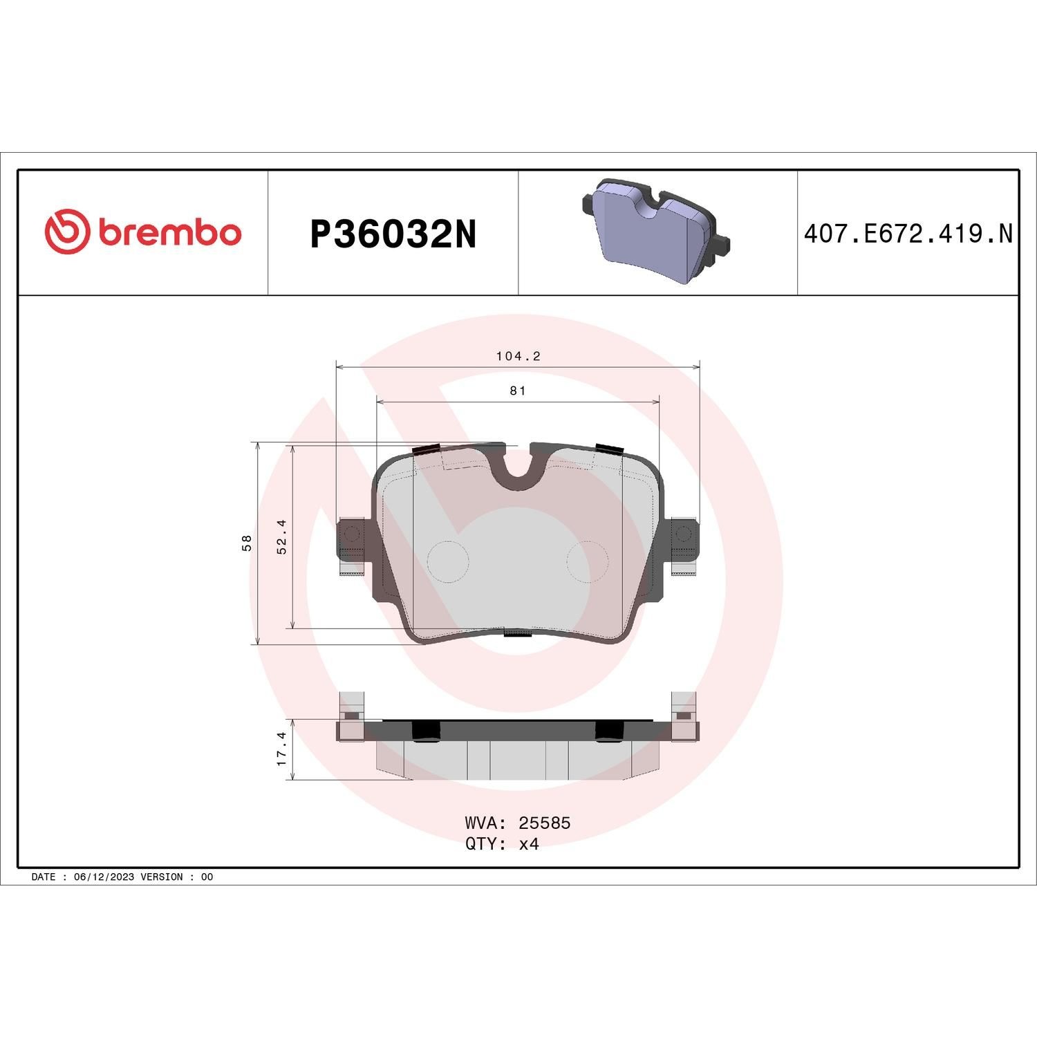 Brembo Ceramic Brake Pads P36032N
