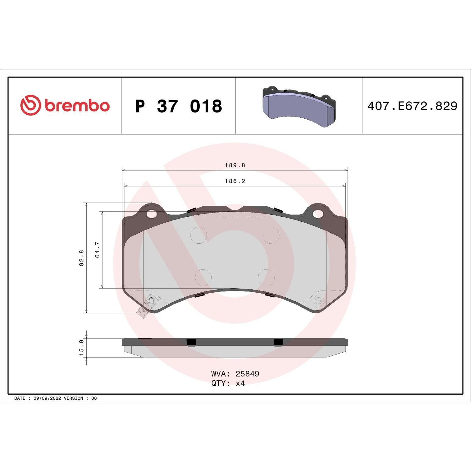 Brembo Semi-Metallic Disc Brake Pad Set P37018