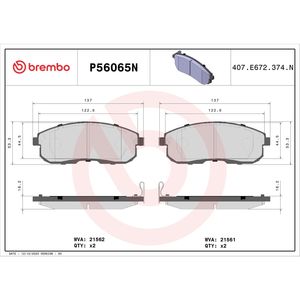Brembo Ceramic Disc Brake Pad Set P56065N