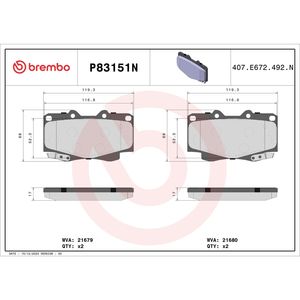 Brembo P83053 Front Brake Pad Set - OE Quality, With Wear Indicator, For Select Vehicles