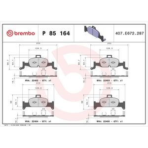 Brembo Semi-metallic Disc Brake Pad Set P85164 for Audi A4 allroad