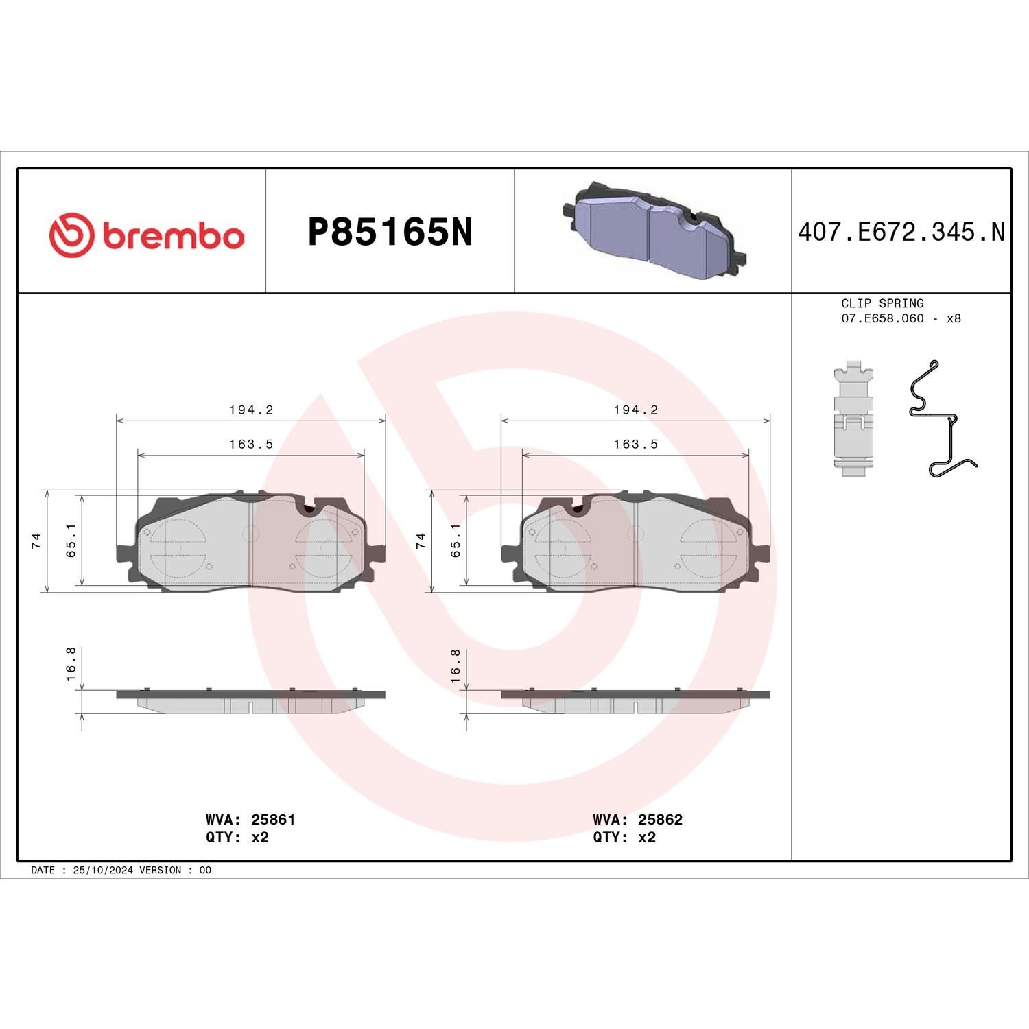 Brembo Ceramic Brake Pads P85165N