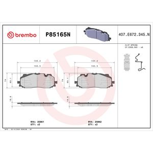 Brembo Ceramic Disc Brake Pad Set P85165N for Audi A4 allroad