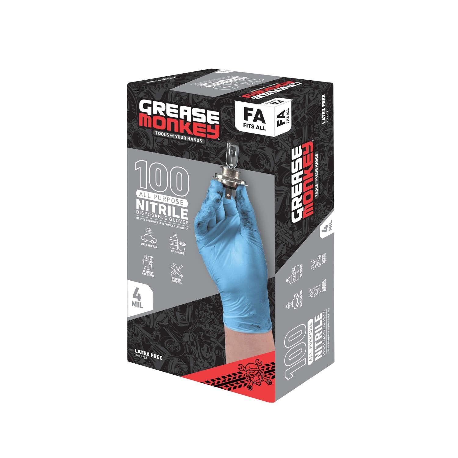 Grease Monkey Blue Nitrile Disposable Gloves 100 Piece