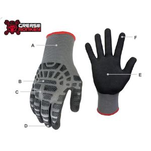 Grease Monkey Precision Grip Impact Work Gloves, Large