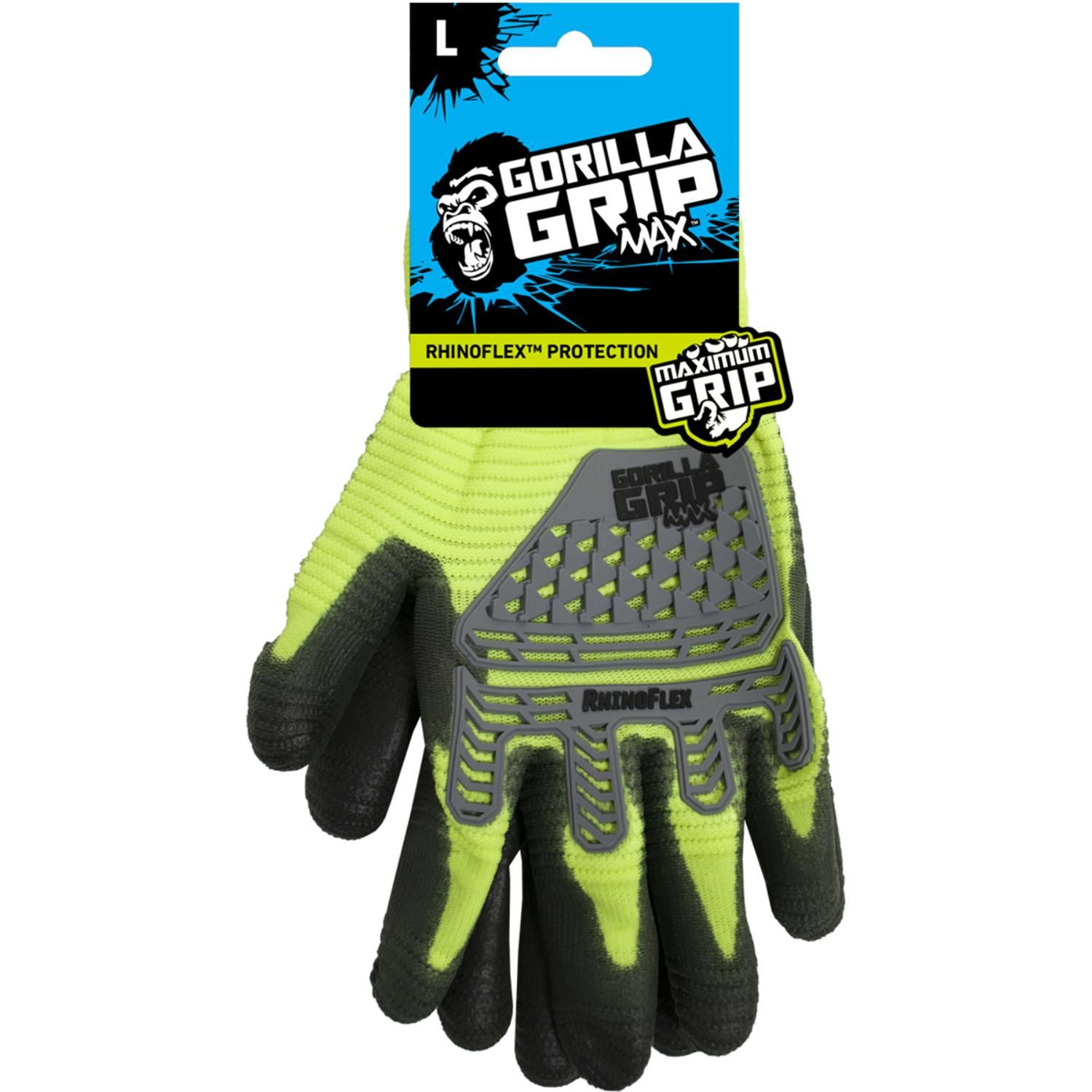 Grease Monkey Gorilla Grip HiVis Impact Protection Large Mechanic Gloves