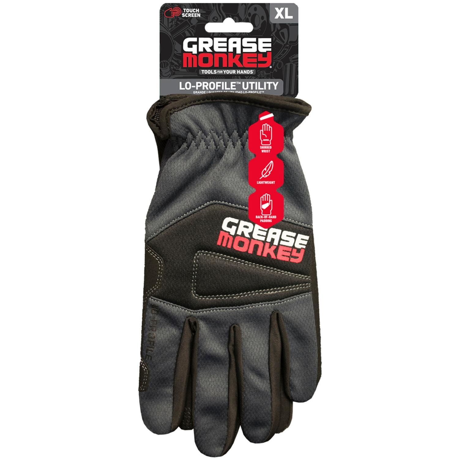 Grease Monkey Black Low Profile XLarge Mechanic Gloves