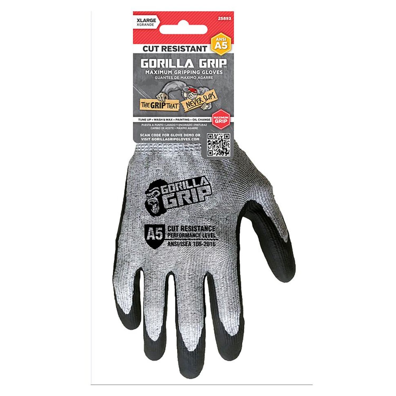 Gorilla Grip, Slip Resistant Work Gloves (Black)