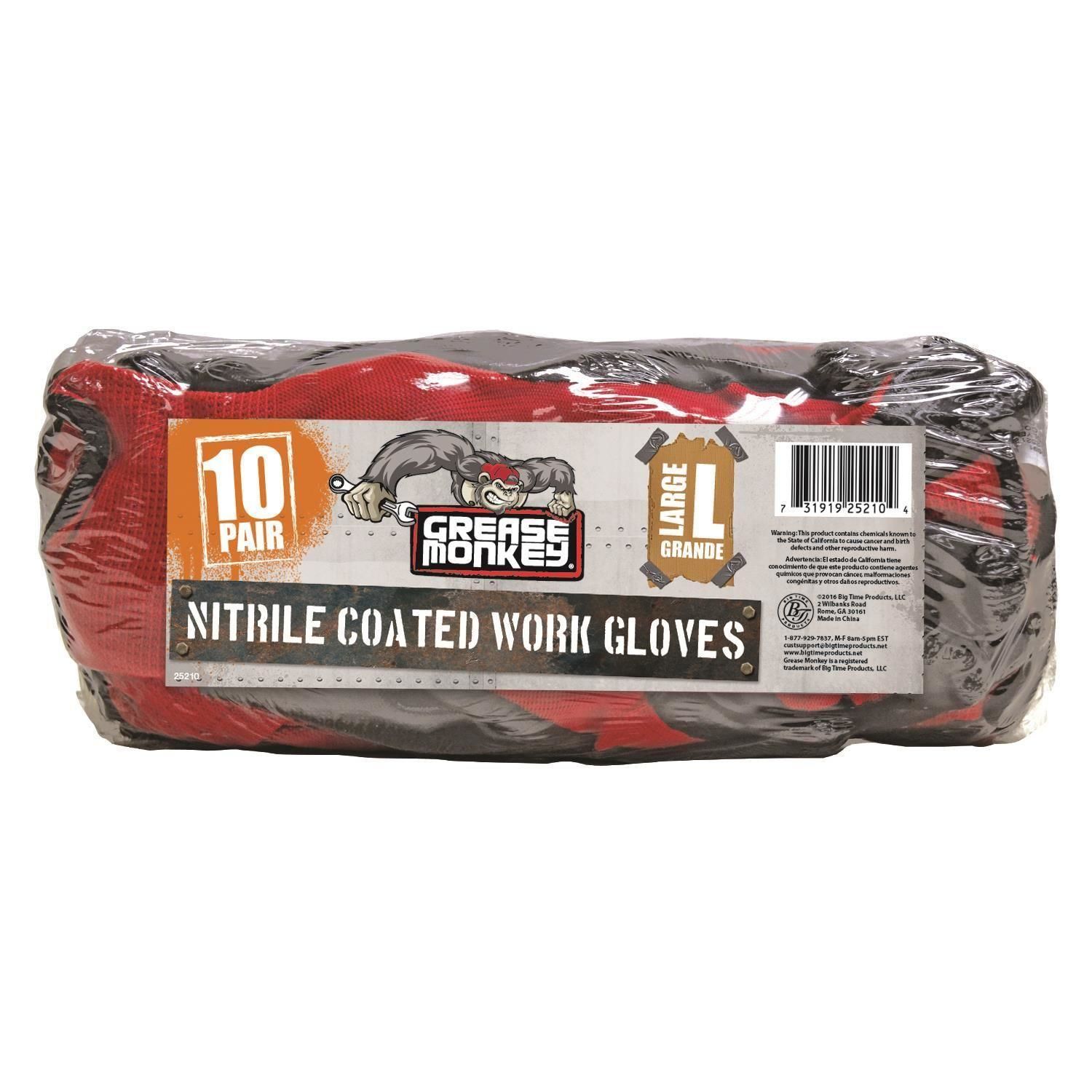 Grease Monkey Nitrile Coated Work Glove 10 Piece