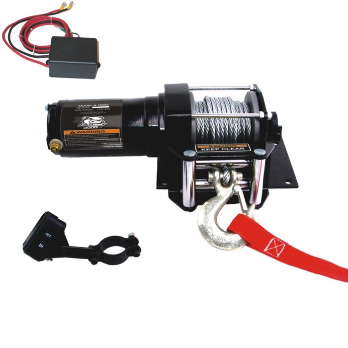 Bulldog Winch 3,000lbs Roller Fairlead ATV Winch with Mini Rocker Switch Mounting Channel