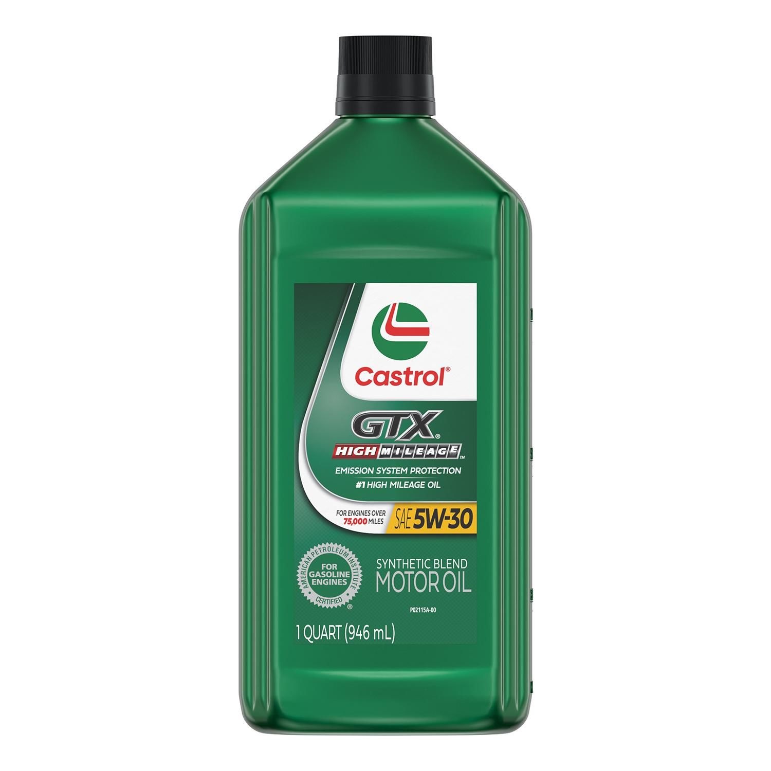 Castrol GTX Engine Oil Synthetic Blend High Mileage 5W-30 1 Quart