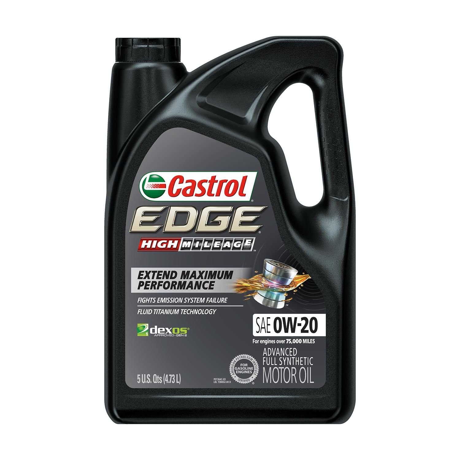 Castrol Edge Advanced Engine Oil High Mileage Full Synthetic 0w 5 Quarts