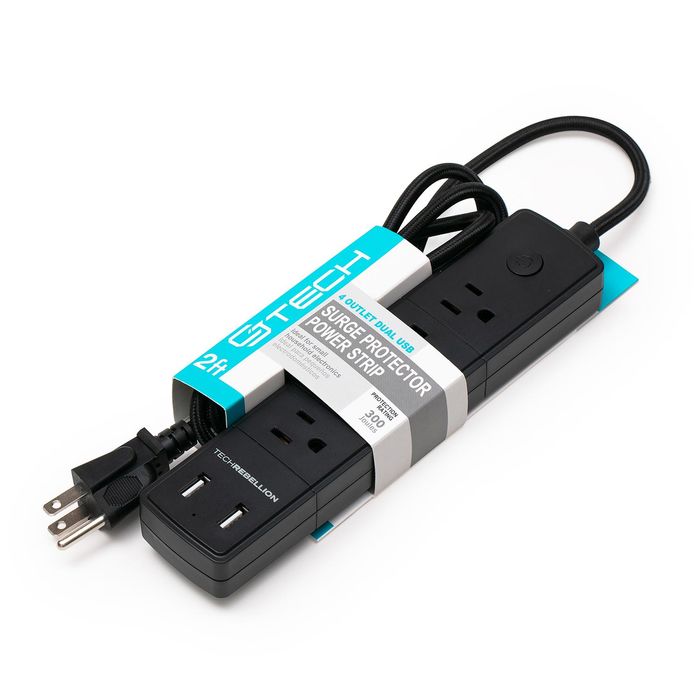 CJ Tech 4 Outlet 2 USB Power Strip Extension Cord