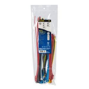 Calterm 4in, 8in and 11in Assorted Color Cable Ties 50 Piece