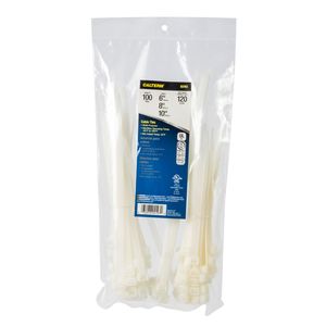 Calterm 6in, 8in and 10in 85lbs and 120lbs Natural Heavy Duty Cable Ties 100 Piece