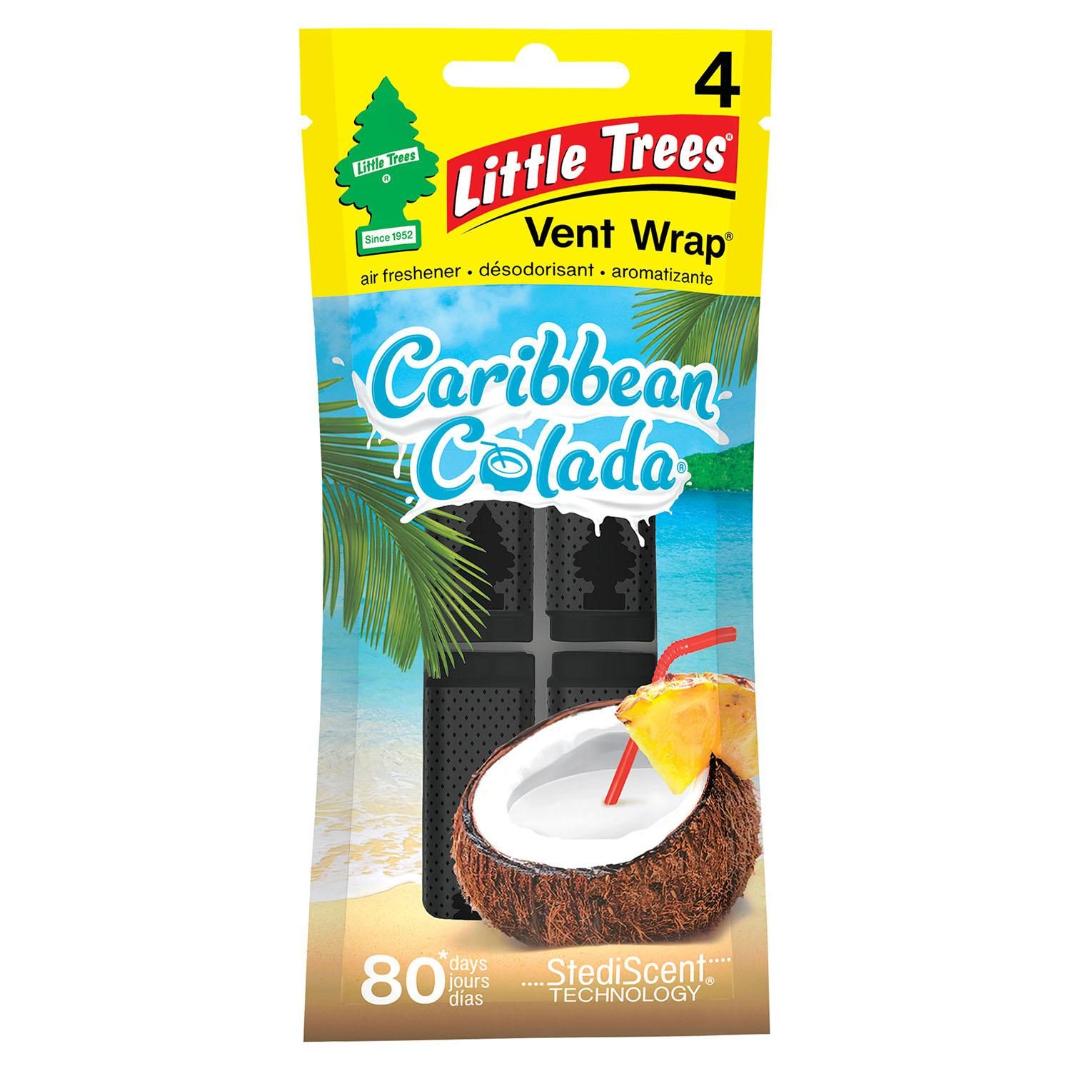 Little Trees Caribbean Colada Scent Air Freshener Vent Wrap 4 Pack