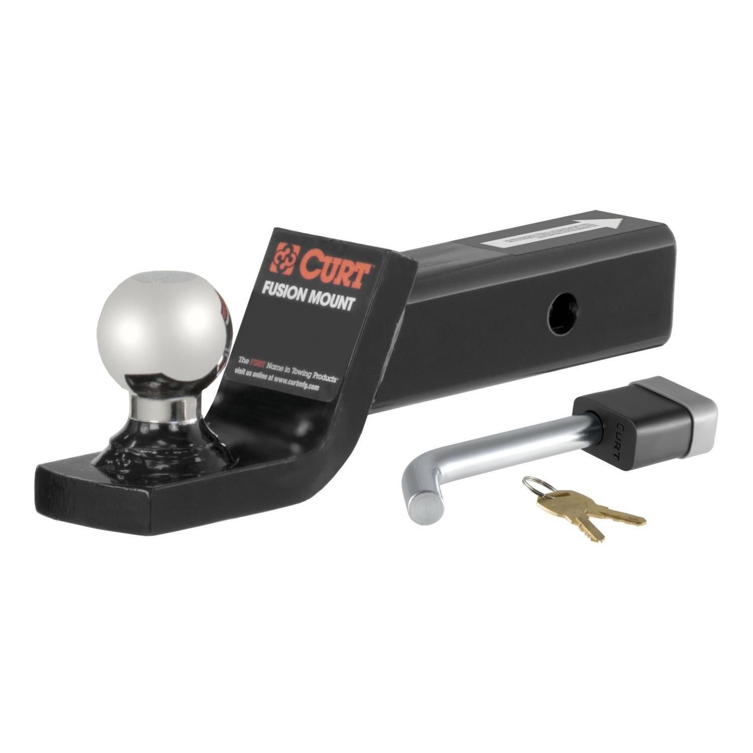 Curt 2 In Drop Welded Trailer Chrome Plated Ball 7500 Lb Gwt Towing Starter Kit 