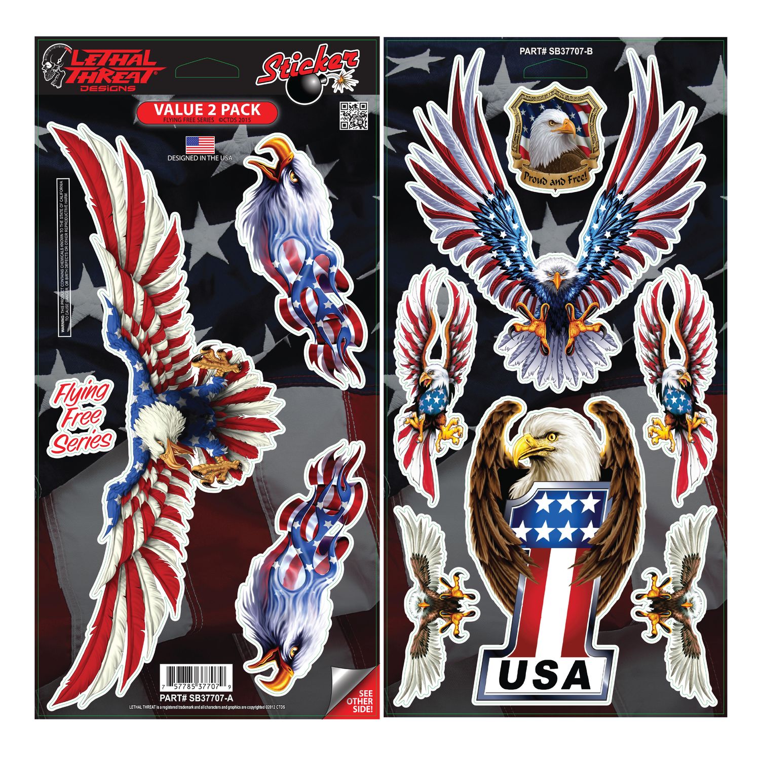 Lethal Threat Flying Free Usa Eagle Decal Series