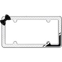 Cruiser Accessories Chrome White Black and Clear Polka Dot License Plate Frame
