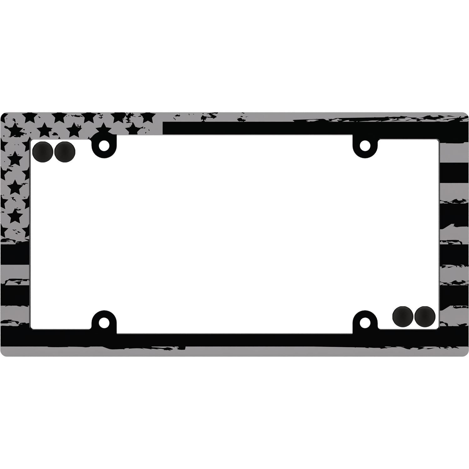 Cruiser Accessories Matte Black American Flag License Plate Frame with Caps