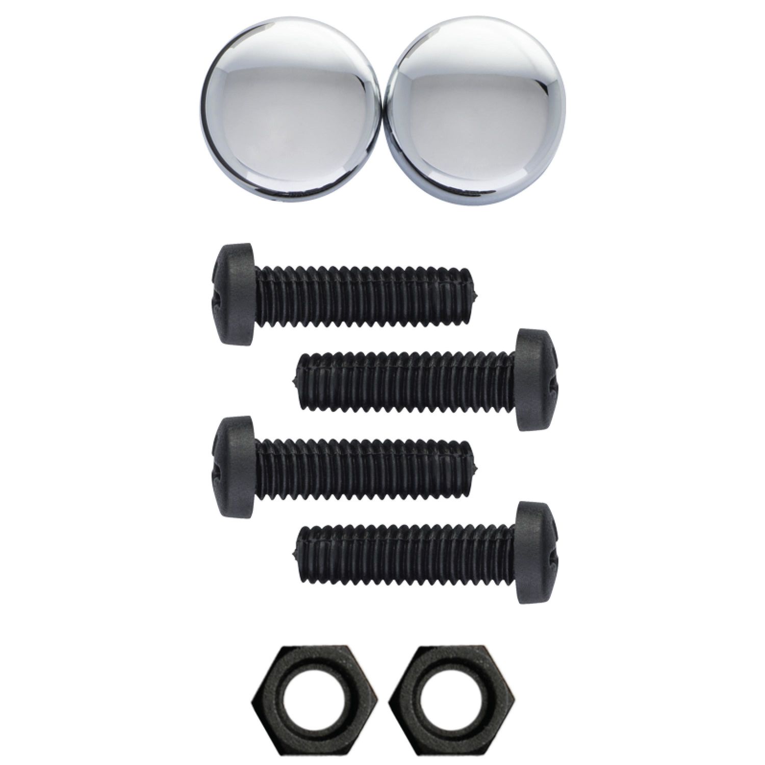 ProElite Black Nylon License Plate Fasteners with Fastener Caps