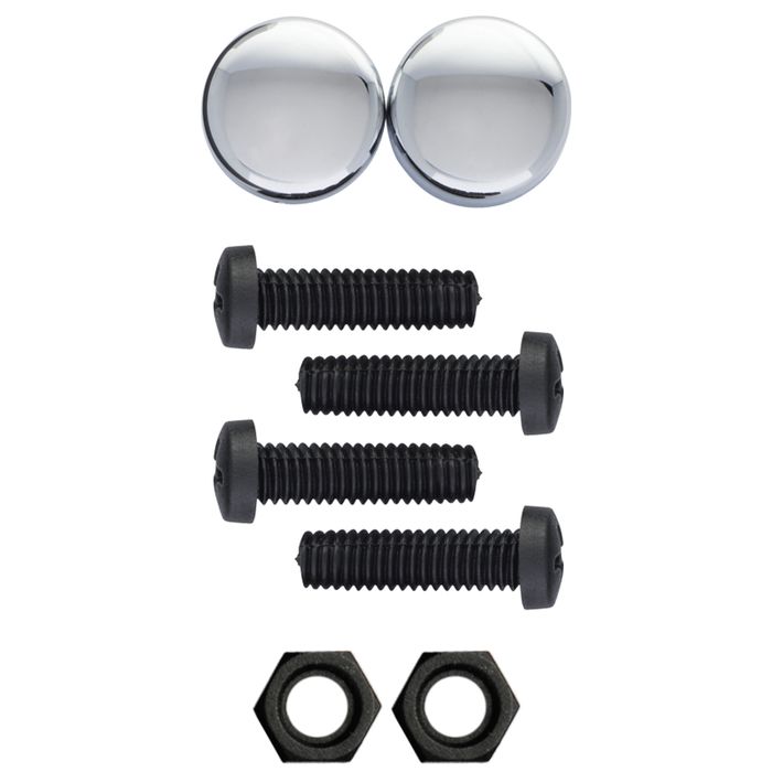 Proelite Black Nylon License Plate Fasteners With Fastener Caps 