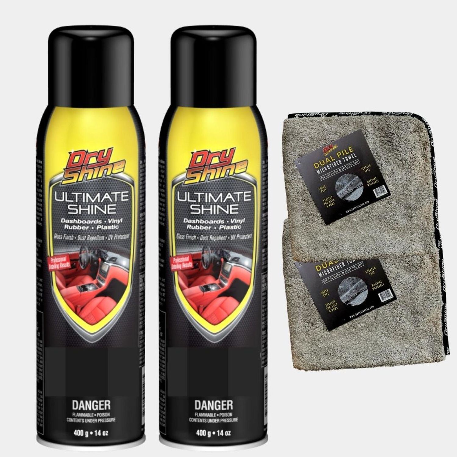 Dry Shine Ultimate Shine Detailer Kit Plus 2 Dual Pile Microfiber