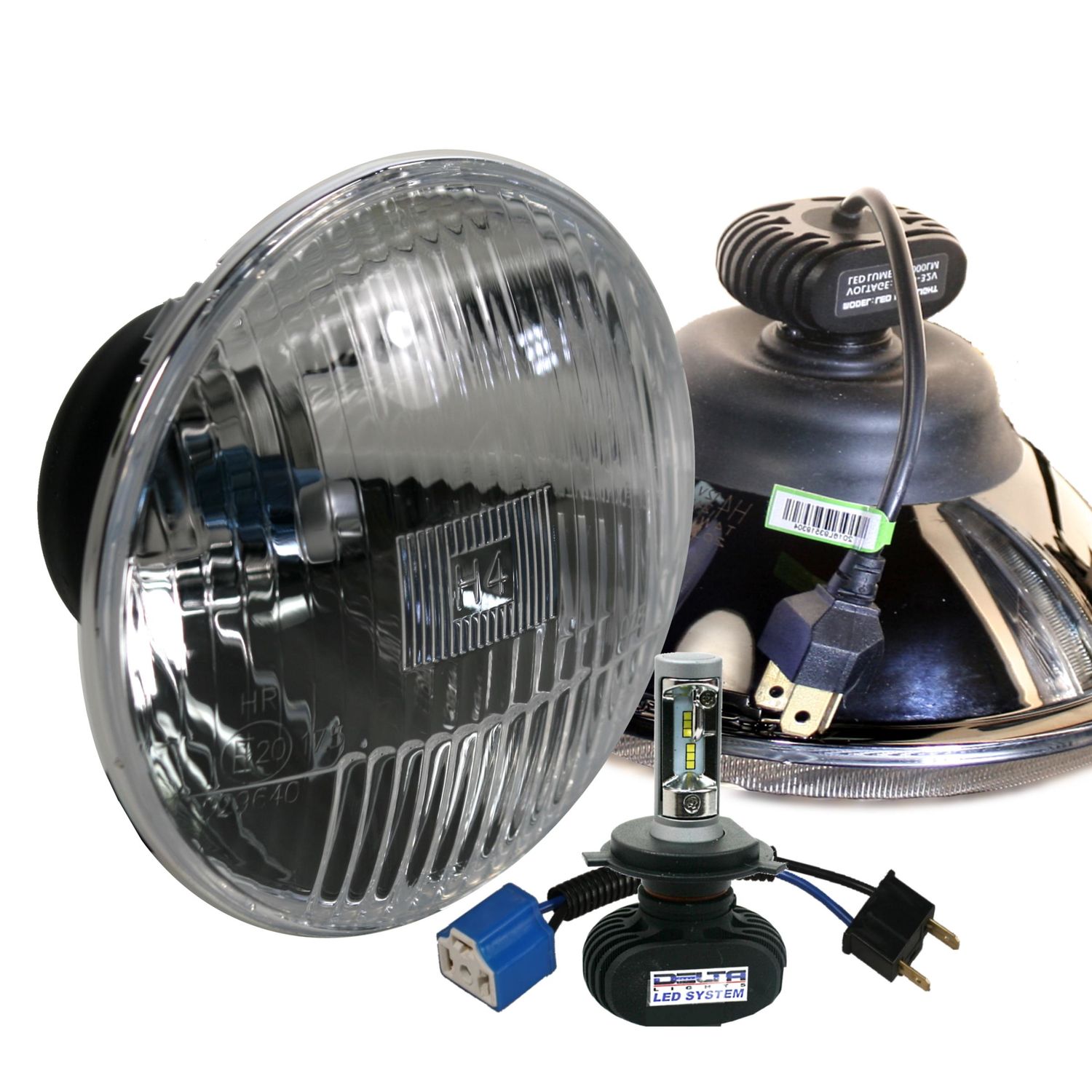 Delta Light 53/4in Classic High Beam Halogen Headlight Set With