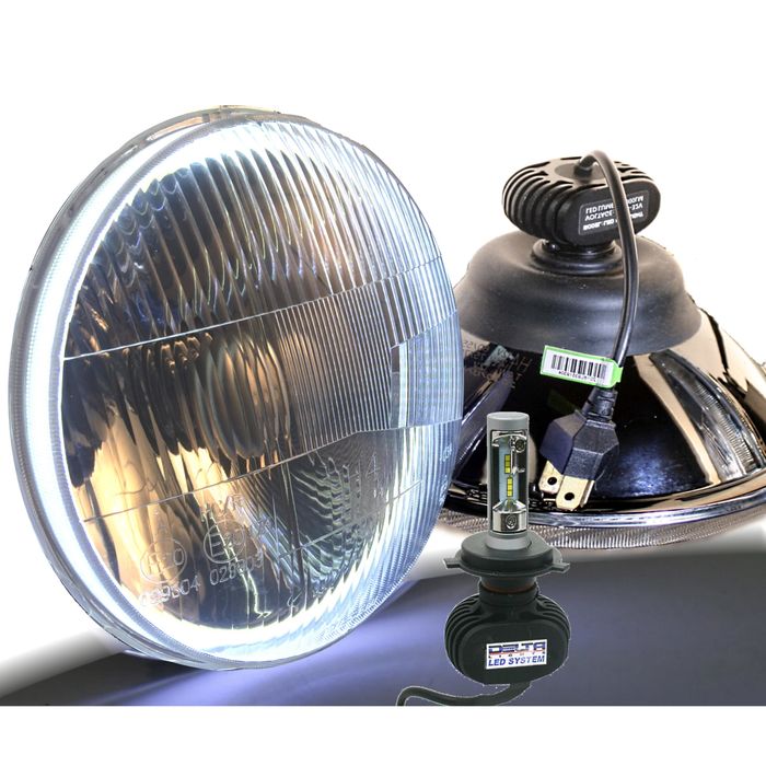Delta Lights 7in Classic HID Headlight Set with Halo 1 Pair