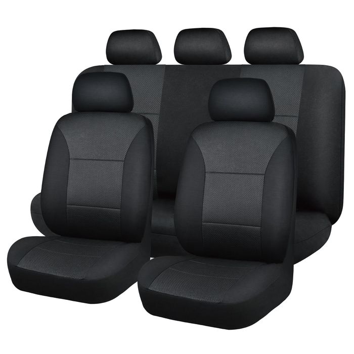 ProElite Black Low Back Cloth Seat Cover Set 3 Piece