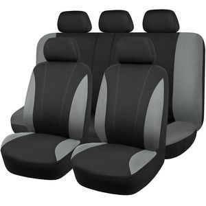 ProElite Black and Gray Low Back Cloth Seat Cover Set 3 Piece