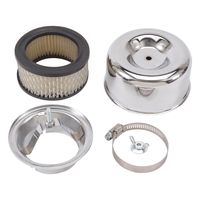 12 Polished Aluminum Center Finned Oval Air Cleaner Kit with Flat Base