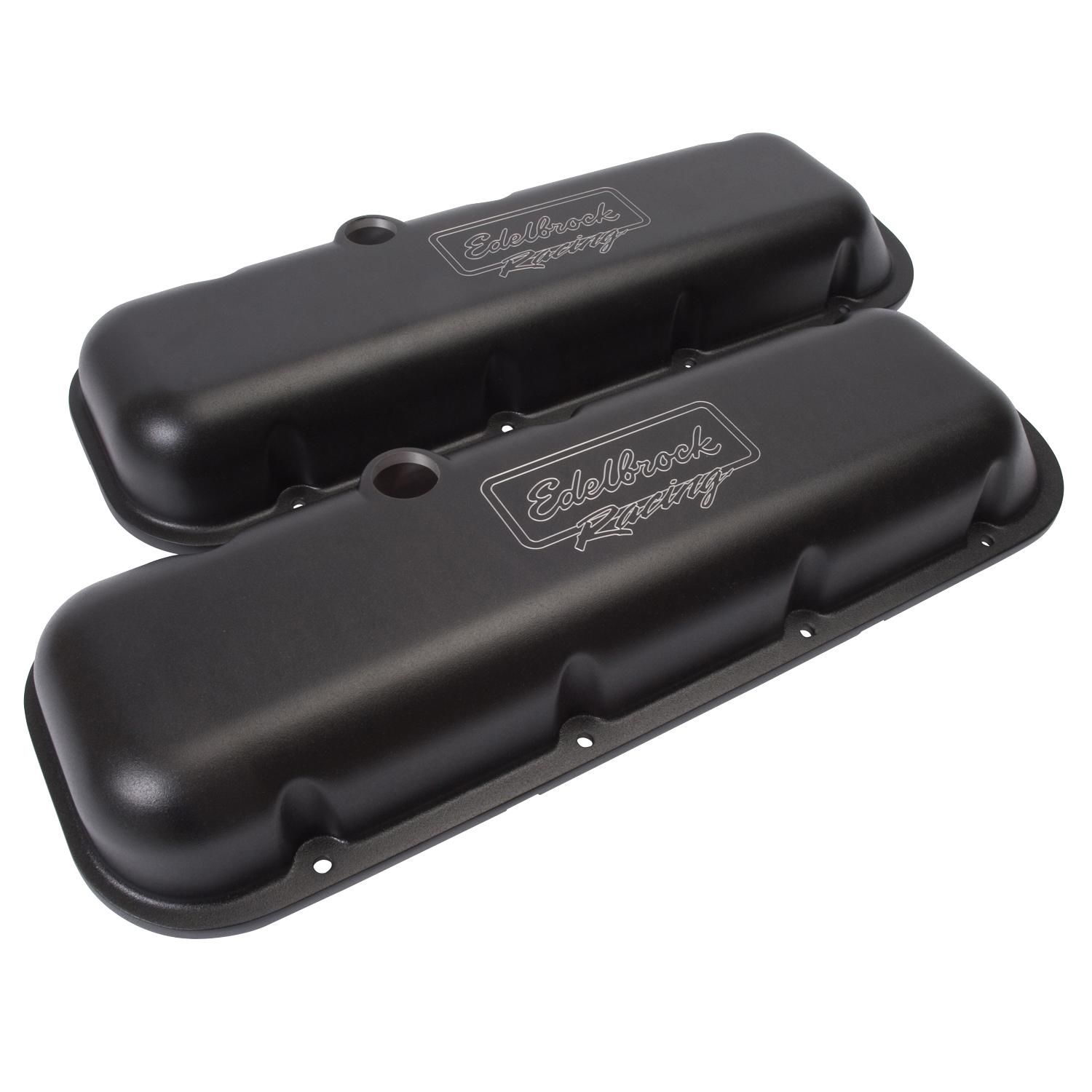 Edelbrock Black 41813 3 3/4in Victor Series Valve Cover 2 Pack