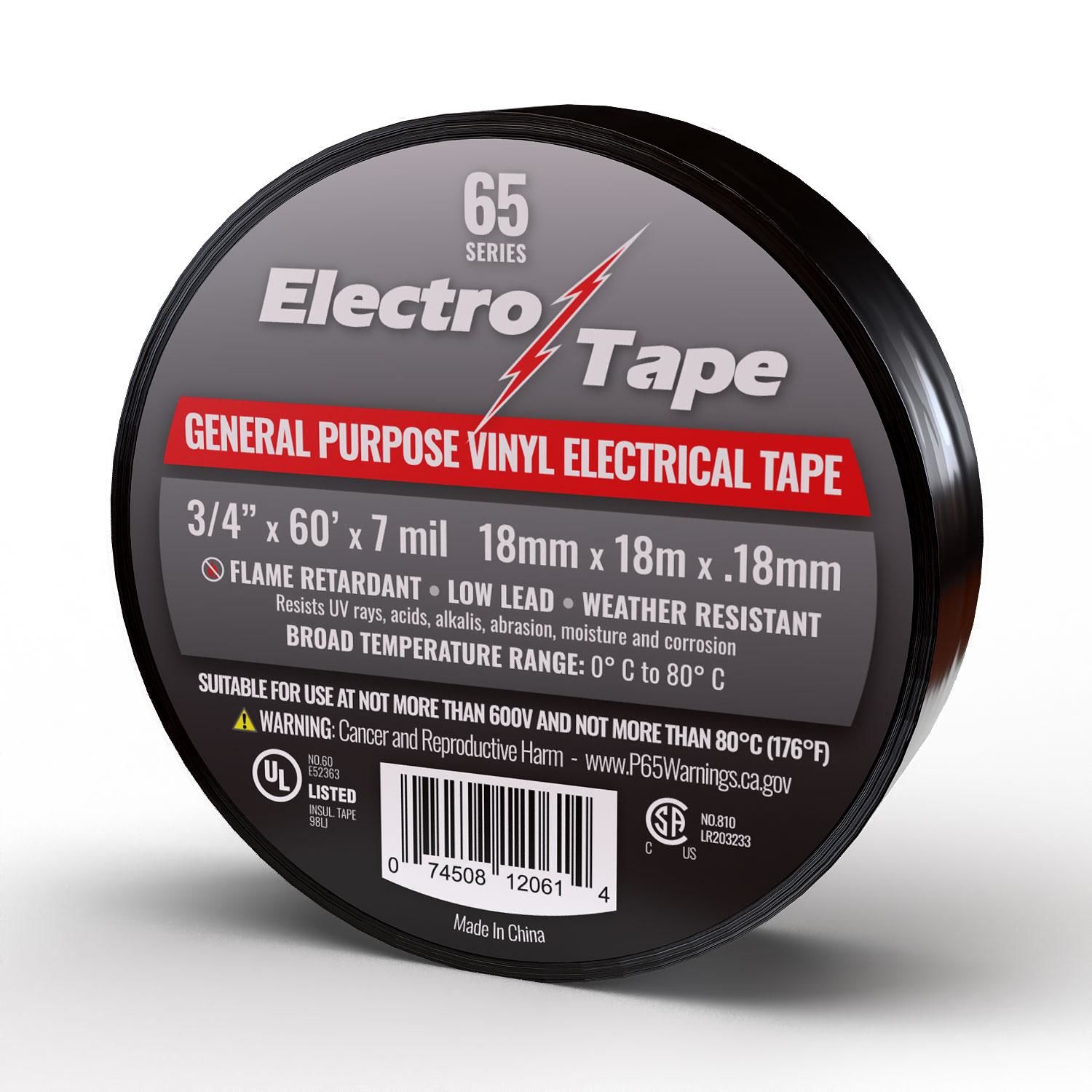 Electro-Tape 3/4in x 60ft Weather Resistant Electrical Tape